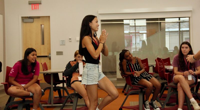 -Tech^2 2023 Summer Camp participants engage in fun activities while building confidence and skills in communication and connection. Photo by Quinn Richards for Virginia Tech. -Tech^2 2023 Summer Camp participants engage in fun activities while building confidence and skills in communication and connection. Photo by Quinn Richards for Virginia Tech.