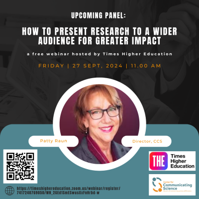 Panel Flier featuring Patty Rauns's headshot.
