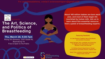 Science on Tap Science of Breastfeeding flyer with event information 