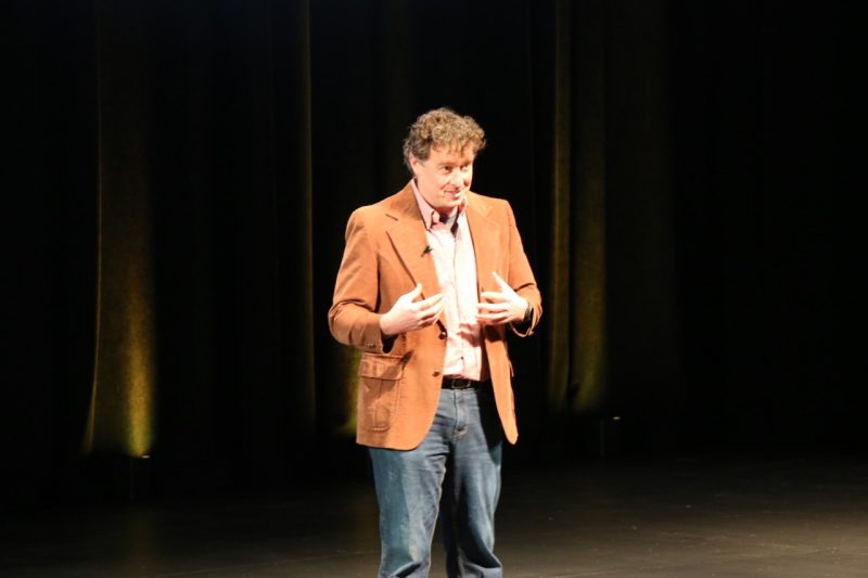 Clayton Caswell demonstrated how bacteria communicate to spread disease and how scientists can disrupt this 'signal' to protect both farm animals and humans.