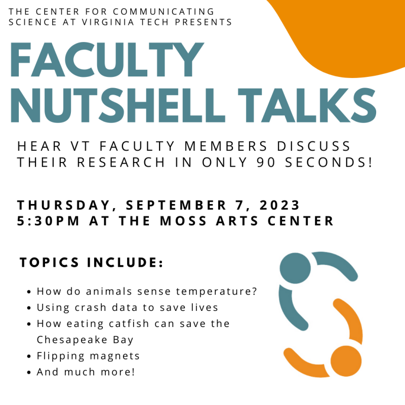 This image is a flyer for the Faculty Nutshell Talks. Information included on the flyer is also included in the text of the story.