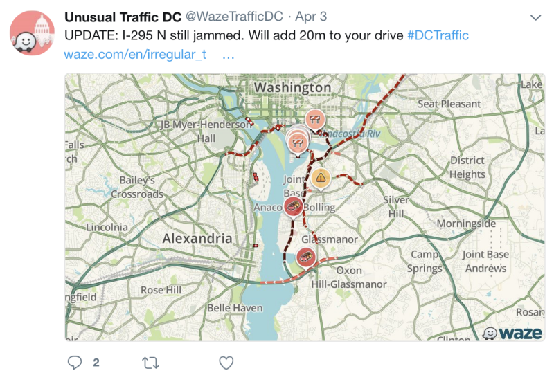 Unusual DC traffic tweet screenshot
