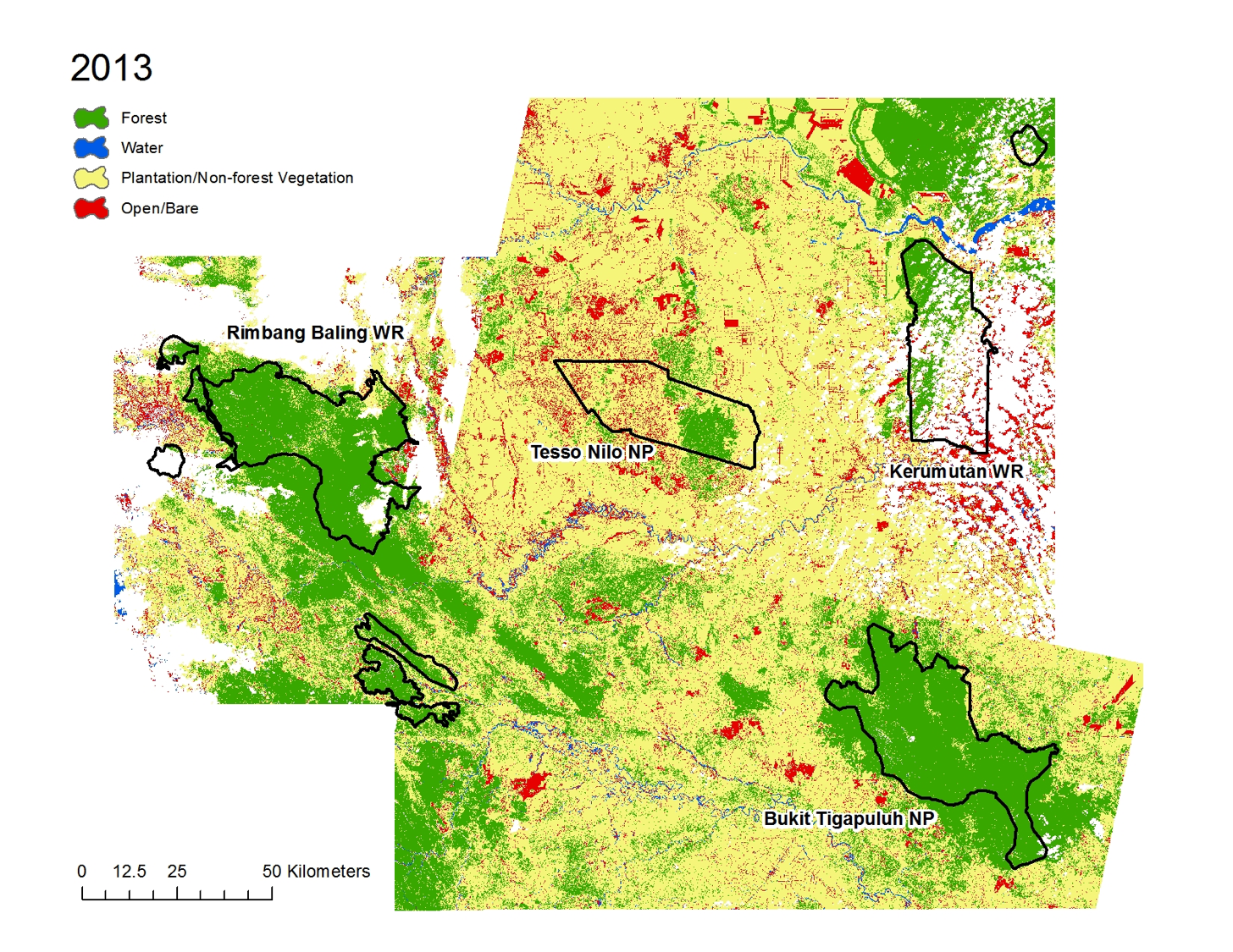 Land use map of Tesso Nilo, Indonesia, 2013 