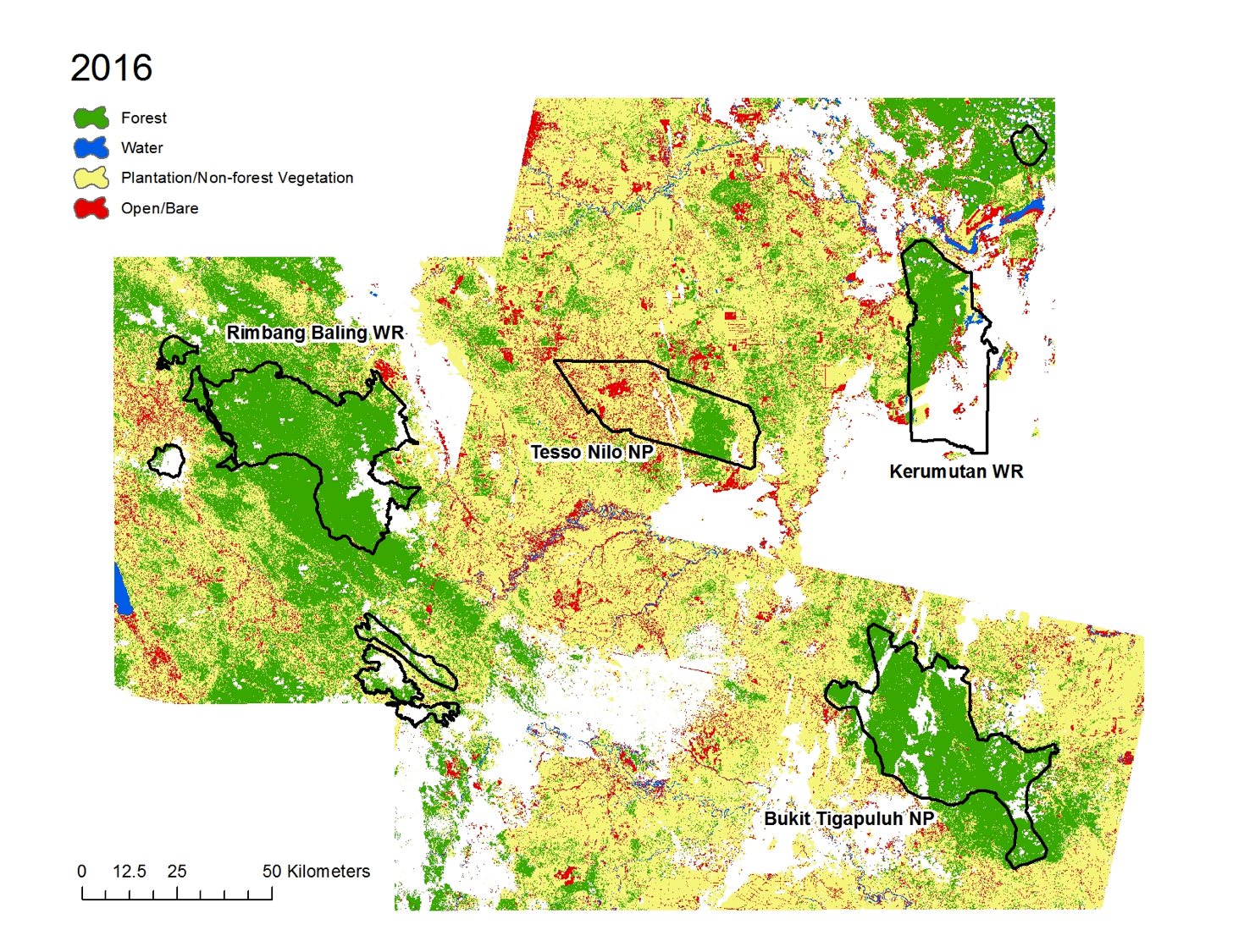 Land use map of Tesso Nilo, Indonesia, 2016