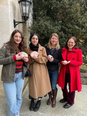 Psychologists from Girls Launch! After visiting kindergarteners at Eastern Elementary/Middle School in Giles County. From left to right: Madeline Netto, Sahar Hafezi, Samantha Kempker-Margherio, & Vanessa Diaz.
