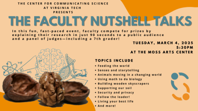 This is a flyer for the 2025 Faculty Nutshell Talks.The information on the flyer is available in the accompanying story.