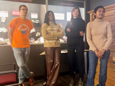 From left to right: Prescott Vayda, Esther Oyedele, Amy Hagen, and Padmaja Mandadi stand side-by-side.